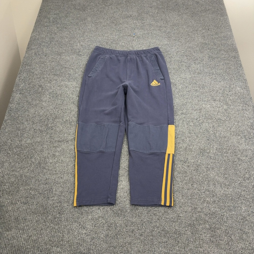 Adidas Sweatpants Mens M Navy Blue 100% Cotton Side Stripes Joggers Athleisure